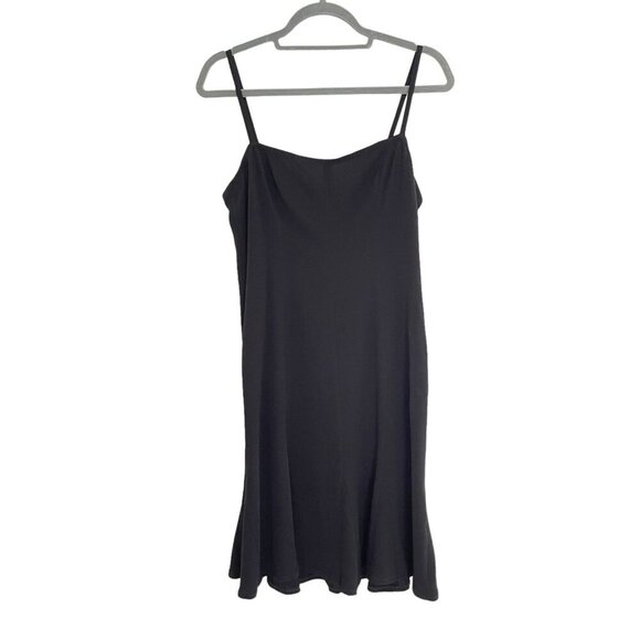 Tom And Linda Platt Spaghetti Strap Midi Dress Size 8 Flare Hem Black LBD - Picture 1 of 10